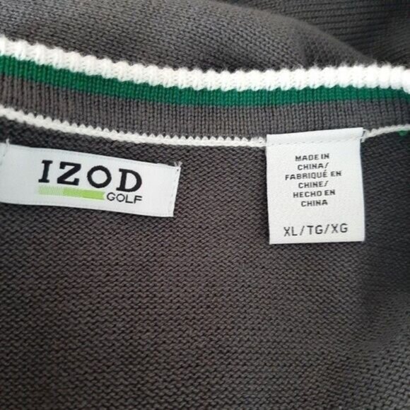 IZOD Golf Sweater Vest Colorblock Grey & White Men's Sz XL - Picture 7 of 8